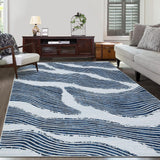 Garvee 10x13 Area Rug Modern Abstract Living Room Rug Non Slip Backing Washable Rug Low Pile Non-Shedding Soft Carpet Indoor Distressed Throw Rugs for Bedroom Office Dining Room Nursery Blue - Blue