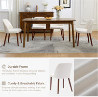 Garvee Set of 6 Mid-Century Modern Fabric Upholstered Dining Chairs with Padded and Solid Wood Legs, Beige