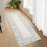Garvee 2x6 Hallway Runner Rugs,Machine Washable Modern Rug, Foldable Rug Non-Shedding Soft For Home Decor Entryway Bed Room Laundry Room Indoor Trellis Design Creative Streak Pattern，Gray - Gray