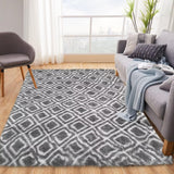 Garvee Shag Rug 8x10 Modern Diamond Soft Plush Rug Vintage Shag Area Rug for Girl's Room High Pile Fuzzy Indoor Living Room Bedroom Kid's Room Area Rug Large Rug Non-slip Thick Shaggy Rug Light Grey - Light Gray
