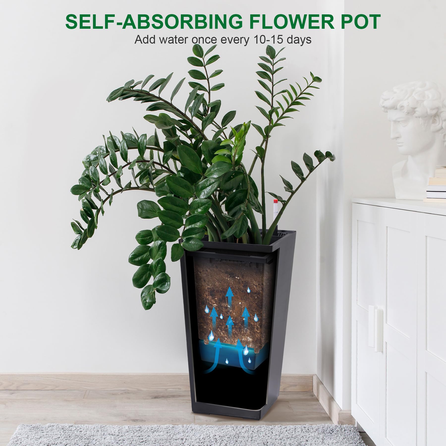 elevate plant pots Garvee Large Outdoor Tall Planter Black Flower Pots, 23
