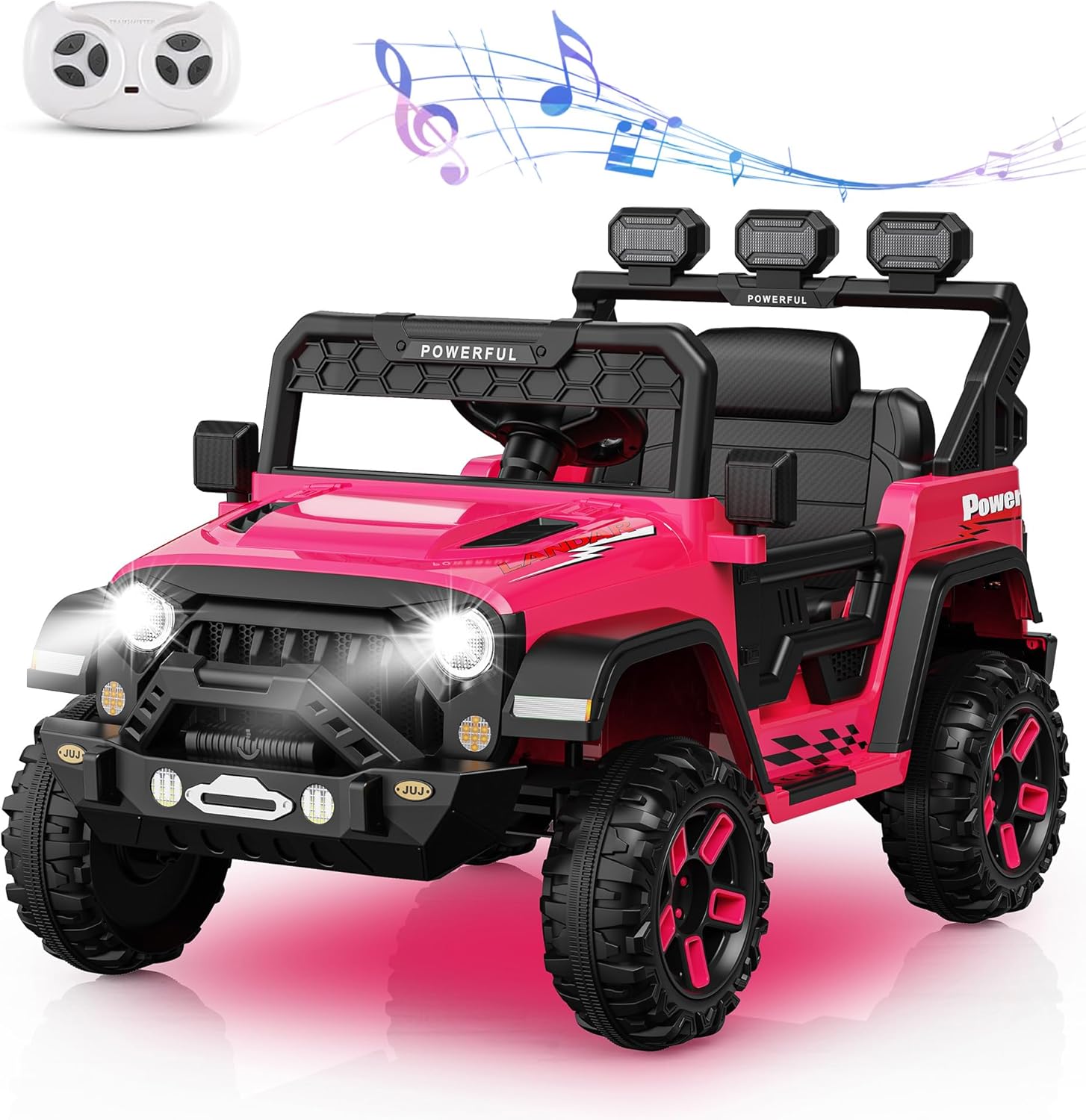 Garvee Ride - P Series: 3-6, Ride on Car with 2.4G Remote Control, 12V Battery Powered Electric Car for kids with 3 Adjustable Speeds, Soft Start, Battery Display, Music (Rose Red)