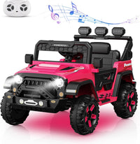 Garvee Ride - P Series: 3-6, Ride on Car with 2.4G Remote Control, 12V Battery Powered Electric Car for kids with 3 Adjustable Speeds, Soft Start, Battery Display, Music (Rose Red)