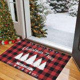 Garvee Christmas Doormat Indoor Outdoor Entry Doormats Front Door Decoration Mat Checkered Winter Christmas Tree Door Mat Entrance Door Mat Non-Slip Absorbent Entry Door Rugs 17''Wx29''L - Red