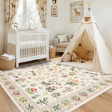 Garvee Jungle 6x9 Area Rugs Indoor Modern Animal Print Washable Nursery Rugs Beige - Beige