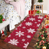Garvee Christmas Runner Rug 2x6 Red Hallway Rug Snowflake Xmas Runner Washable Kitchen Rug Non Slip Bathroom Rug Holiday Decor Distressed Modern Abstract Soft Carpet for Bedroom Laundry 2'x6' Red - Snow|Red