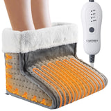 Garvee Electric Heated Foot Warmer Under Desk, Fast Heating Pad for Feet, Detachable Zipper Design for Full Body Pain Relief, Soft Flannel, Auto Off & 4 Temperature Settings (Gray, 13"×12"×10")