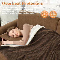 Garvee Heated Blanket Queen Size, Electric Blanket Dual Control Soft Double Sherpa with 4 Heating Levels & 10H Auto Off, Over-Heat Protection, Machine Washable, ETL Certification, Brown 84"x90"