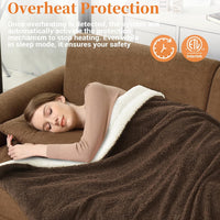 Garvee King Size Electric Blanket, Heated Blanket Dual Control Soft Double Sherpa Cozy with 4 Heating Levels & 10H Auto Off, Over-Heat Protection, Machine Washable, ETL Certification, Brown 90"x100"