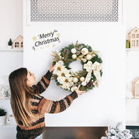 Garvee Pre-Lit Christmas Wreath for Front Door, 24 Inch Large Lighted Wreath with Xmas Balls, Artificial Flower & Bow, Battery Operated Christmas Wreath for Fireplace Window Wall Decor, Champagne