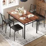 Garvee Dining Table Set for 4 with Upholstered Chairs, Small Kitchen Table for Apartment, Walnut, Space-Saving Design - Walnut