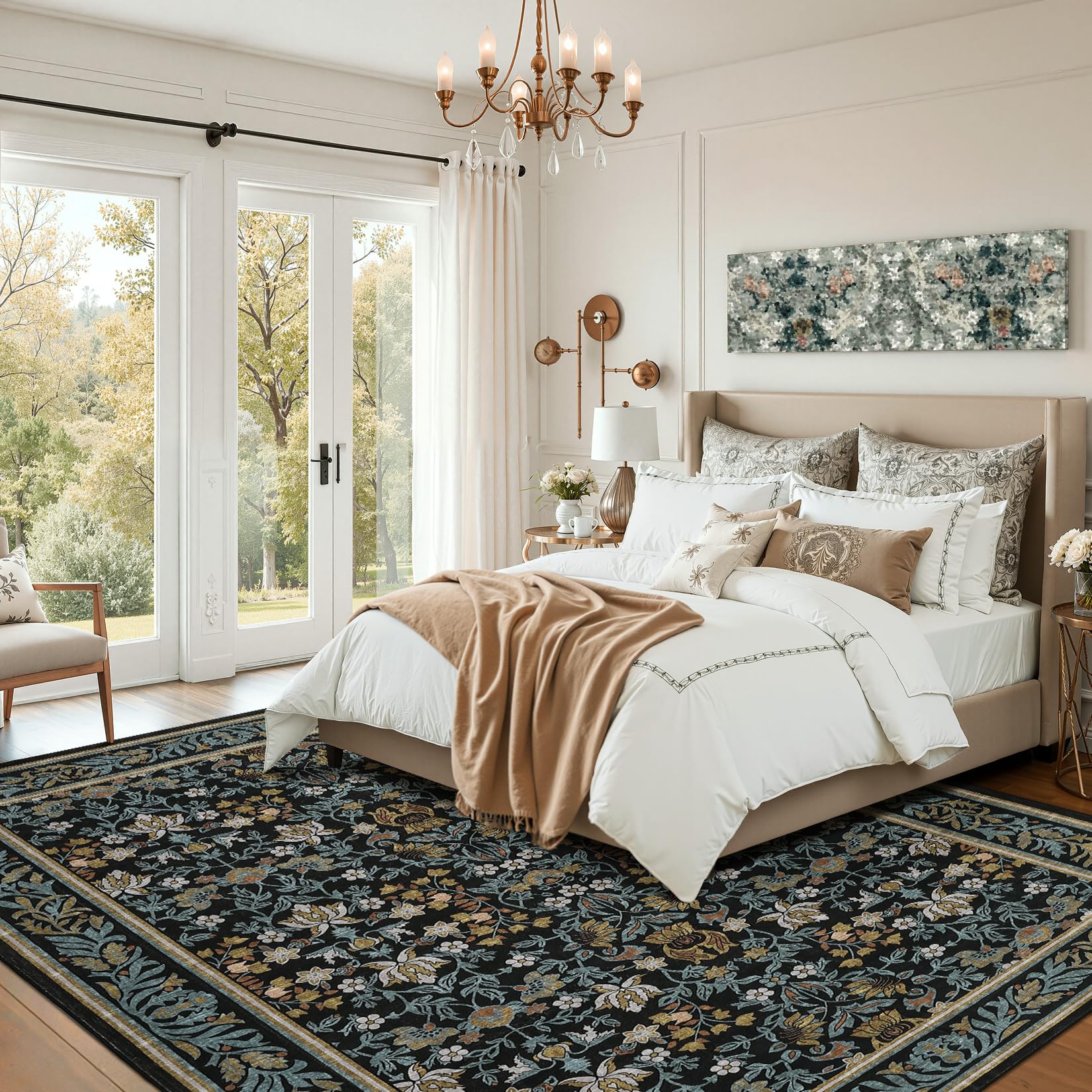 Garvee 6x9 Washable Area Rug Boho Vintage Non Slip Low Pile Soft Carpe