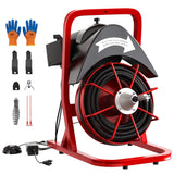 Garvee Drain Cleaner Machine 1/2 Inch 50FT Sewer Snake with Powerful Motor, Durable Cable, Automatic Feed for Home & Commercial Use, Portable Design - Red