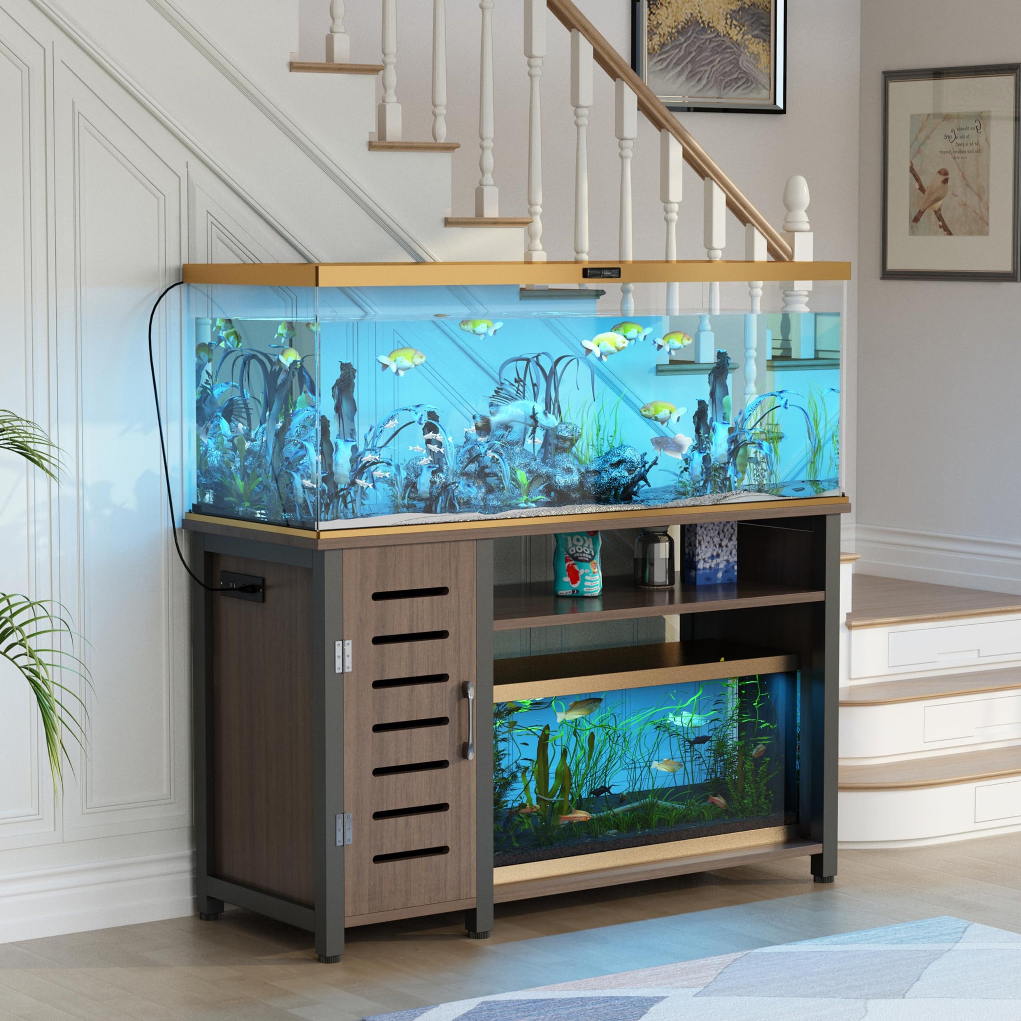 Garvee 55-75 Gallon Fish Tank Stand with Power Outlets, Heavy Duty Metal Aquarium Stand with Cabinet for Fish Tank Accessories Storage, Turtle/Reptile ... Garvee 55-75 Gallon Fish Tank Stand with Power Outlets, Heavy Duty Metal Aquarium Stand with Cabinet for Fish Tank Accessories Storage, Turtle/Reptile ...