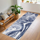 Garvee 2x6 Washable Runner Rug Modern Abstract Design Non-Slip Backing Blue for Kitchen Hallway Bedroom - Blue