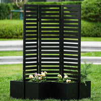 Garvee 52x70x28 Privacy Screen Metal Garden Fence Panel with Planter Box, 3-Panel Freestanding Divider, Self-Draining Raised Beds, Durable Metal, Outdoor Patio Deck Yard