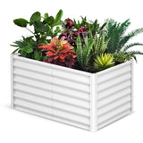Garvee 6' X 3' X 2' Galvanized Raised Garden Bed, Outdoor Rectangular Metal Planter for Vegetables, Flowers & Herbs, White - White