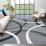 Garvee 9x12 Rugs Washable Area Rug 9x12 Large Grey Rug Modern Rugs Geometric Rug Abstract Area Rug Easy-Cleaning Non Shedding, Farmhouse Bed Room Living Room Dining Room Soft Accent Rug Home Decor - Gray