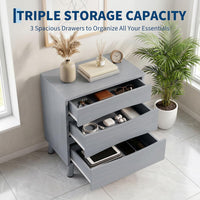 Garvee Compact 3-Drawer Bedside Cabinet Bedside Table - Space-Saving Storage End Table Cabinet, Sturdy Frame, Easy Assembly - Gray