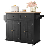 Garvee Kitchen Island Cart on Wheels, Island Table for Kitchen with Drawer and Storage Cabinet, Black - Black