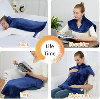 Garvee Heating Pad for Neck and Shoulders Back Pain Relief, Electric Weighted Heating Pads with Auto Shut Off Large, Full Body Back Heat Pad Fast Heating, 4 Temperature Settings (Navy Blue, 33"x22")