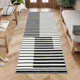 Garvee Washable 2x6 Runner Hallway Modern Stripe Non-Slip Indoor Rug Black, Low-Pile Carpet for Kitchen Bathroom Laundry Room - Black