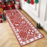 Garvee Christmas Rug Runner Rug 2x6 Washable Rug Non Slip Kitchen Rugs Bedroom Decor Soft Throw Rugs Stain Resistant Carpet for Bedroom Laundry Hallway Runner Geometric|Red 2'x6' - Geometric|red