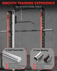 GARVEE Smith Machine Home Gym with Barbell Bar, Cable System, Lat Pulldown Attachments, Safety Spotter Arms, J Hooks, Landmine, Multi-Functional Squat Rack for Full Body Strength Training