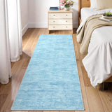 Garvee Solid Light Blue 2x6 Runner Rug Washable Kitchen Runner Rug Modern Abstract Design Non-Slip Foldable - Light Blue