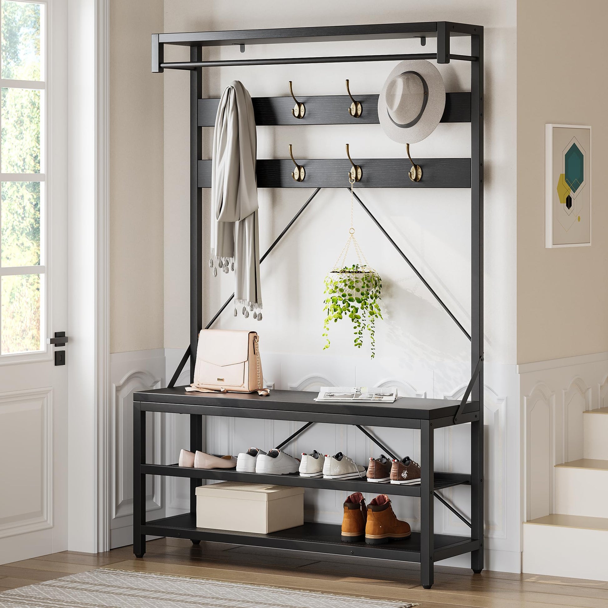 Wooden Shoe Hsn Shoe Rack Hall Tree Entryway Coat Rack With Shoe