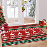 Garvee Christmas Area Rug 2x3 Small Rug Washable Entryway Rug Xmas Snowflake Holiday Decor Doormat Kitchen Decorative Non Slip Soft Low Pile Small Carpet Indoor Throw Rug Bedroom Entrance Bathroom - Red