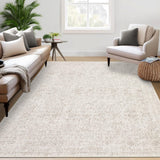 Garvee Washable Rug 6x9 Vintage Floral Beige Non Slip Stain Resistant Carpet for Living Room Nursery Dining Room Bedroom Farmhouse - Beige