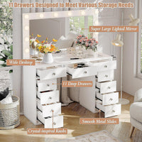 Garvee Vanity Desk With Mirror and Lights, 3-Color Lights Adjustable Brightness Make Up Dressing Table