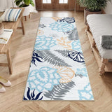 Garvee Runner Rug 2x6 Floral Washable Kitchen Runner Rugs Modern Farmhouse Easy-Cleaning Hallway Rug with Rubber Backing Non Shedding Carpet for Laundry Room, Blue/Light Grey - Blue