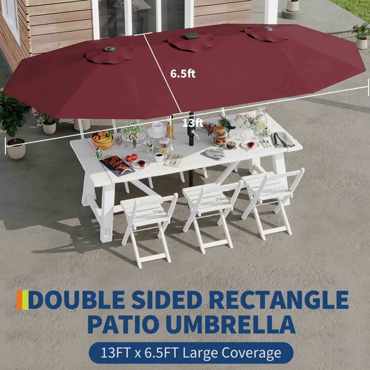 Garvee 13' Double-Sided Outdoor Patio Umbrella
