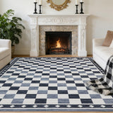 Garvee 8x10 Checkered Area Rug Washable Soft Rugs for Living Room Modern Geometric Non Slip Low Pile Carpet Black - Black