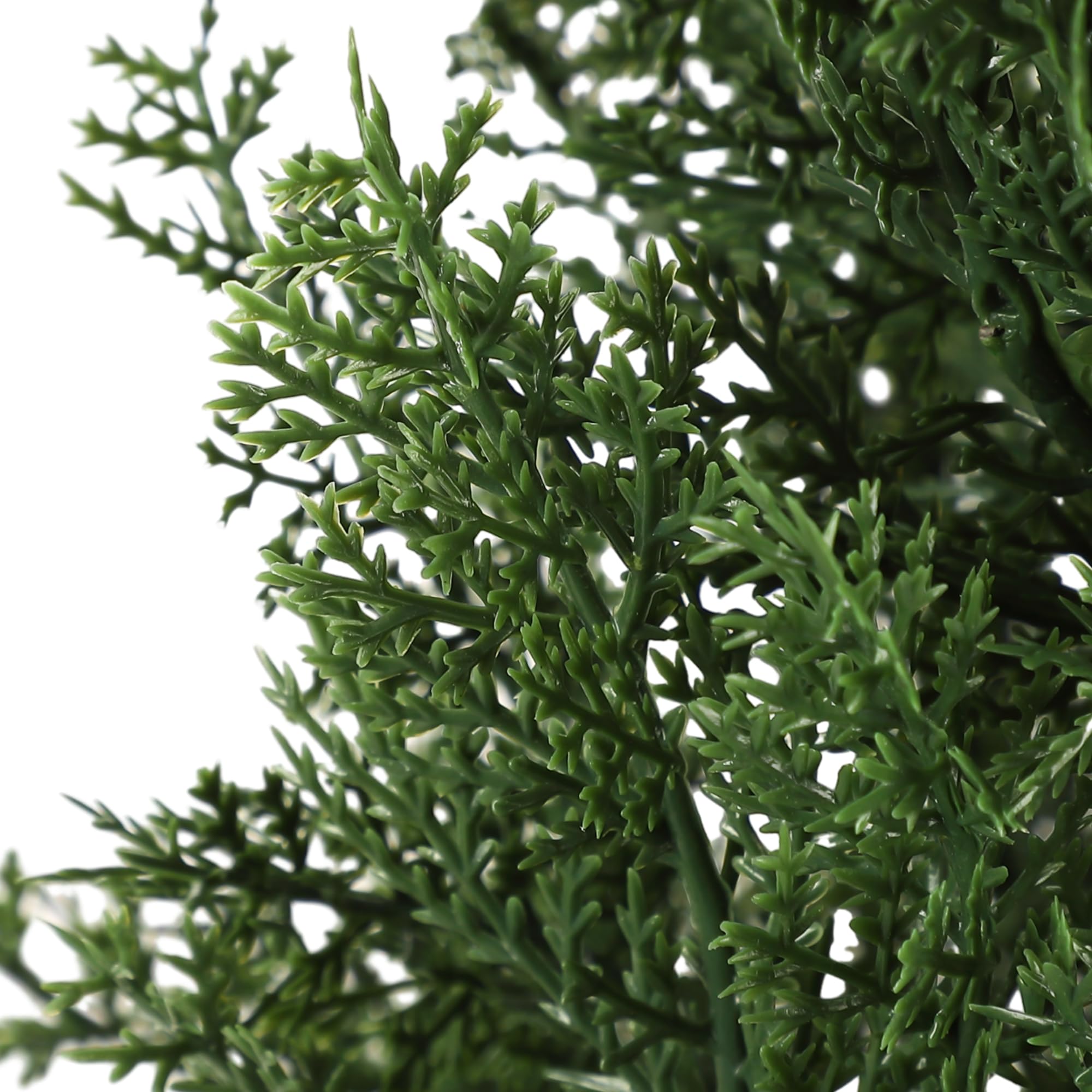 Artificial cedar topiary tree size graphic showing its tall narrow profile