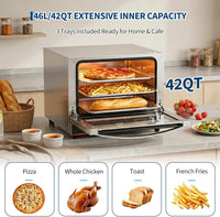 Garvee Commercial Convection Oven Countertop, 46L/42Qt, 1800W Toaster, 3-Tier Electric Oven w/Front Glass Door, Trays Wire Racks Clip Gloves, 120V