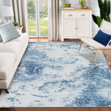 Garvee Washable Soft Area Rug, 8x10 Modern Abstract Design Rugs, Stain Resistant Foldable Carpet Non-Shedding Floor Mat with Non-Slip Backing, for Living Room Bedroom Dining Room Office, Blue - Blue