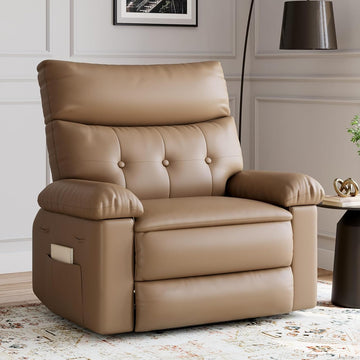 Garvee Oversized Wide Massage Recliner Chair, PU Leather Large Manual Recliner for Adults, Ultimate Comfort Lazy Boy with 1.5X Sponge Filling and Easy Recline Mechanism for Relaxation, Tan
