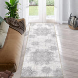 Garvee Area Rug 2x6 Washable Rug Runner Rug Medallion Vintage Rugs Hallway Distressed Rug Kitchen Blue Indoor Foldable Thin Rug Non Slip Carpet Bathroom, Grey/Beige - Beige/Gray