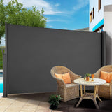 Garvee Retractable Outdoor Privacy Screen 118"x71" + Waterproof UV-Resistant + Folding Deck Divider + Aluminum Alloy + Easy Installation + Grey + Patio, Garden, Balcony - Gray