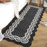Garvee Scalloped Black 2x6 Runner Rug Washable Non Slip Stain Resistant Low Pile Faux Wool for Kitchen Bathroom Entryway - Black
