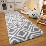 Garvee Runner Rug 2x6 Shag Rug for Living Room Shaggy Rug Kids Rug Plush Rug Geometric Carpet Bedroom Fluffy Rug Bedside Rug Soft Rug Non Skid Rug Modern Area Rug for Nursery Dorm, Grey 2'x6' - Light Gray
