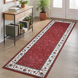Garvee 2x6 Floral Kitchen Runner Rug Washable Non Slip Throw Runner for Hallway, Laundry, Bathroom, Bedside, Entryway, Red - Red
