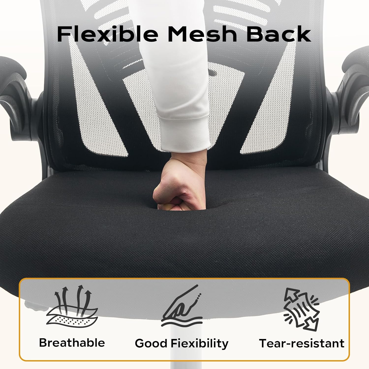 Garvee Ergonomic Office Chair, 300 LBS Capacity, High Back Mesh Desk Chair with Wheels, Flip-Up Armrests, Comfortable Lumbar Support Gaming Chairs for Home Office, Bedroom, Study, Black