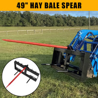 49 Inch Bale Spear 3000 lbs Capacity Hay Red Coated Bale Forks