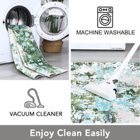 Garvee Runner Rugs 2x6 Green Hallway Rug Washable Rug Modern Living Room Rug Abstract Bedroom Carpet Colorful Rug Laundry Rug Low Pile Contemeprary Area Rugs Non Slip Floor Cover