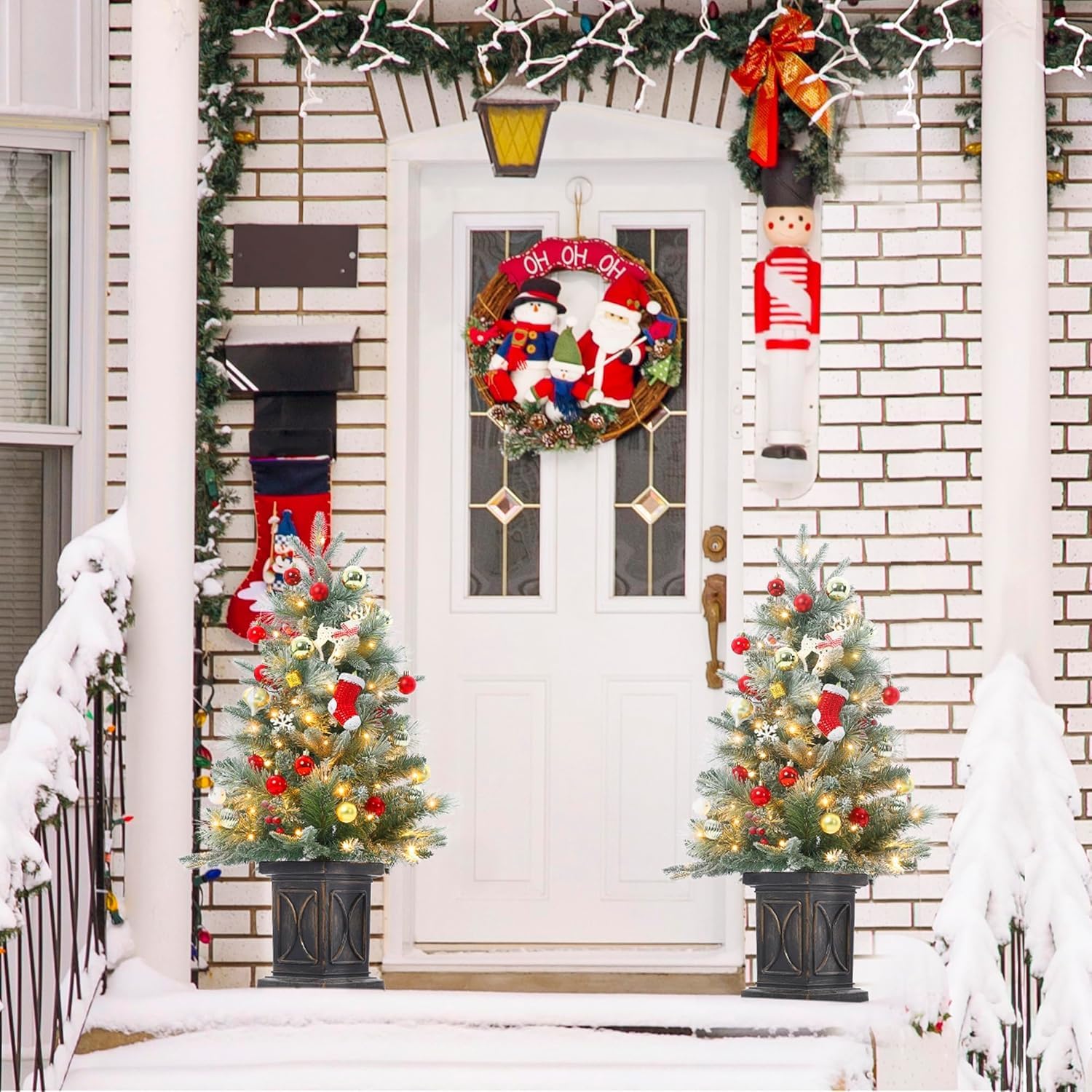 Garvee 2PCS Premium Artificial Christmas Tree with 78 Warm White LEDs - Battery Operated Artificial Christmas Tree with 8 Adjustable Modes, Christmas Tree with Density Branches