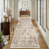 Garvee Runner Rug 2x6, Machine Washable Non Slip Vintage Hallway Runner Rug, Low Pile Lightweiht Mat for Living Room, Entryway, Bedroom, Kitchen and Corridor (Beige) - Beige